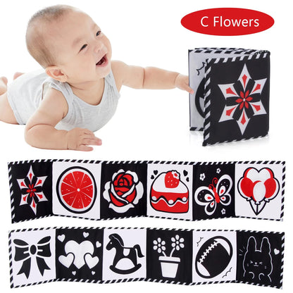 Sensory Cloth Book Baby Toys 0 12 Months Newborn Bed Crib Bumper Black and White Animal Quiet Books Montessori Baby Book Toys
