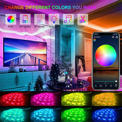 USB LED Strip Lights Bluetooth App Control LED Lights for TV RGB 5050 Flexible Ribbon Diode Tape TV Backlight Room Decoration